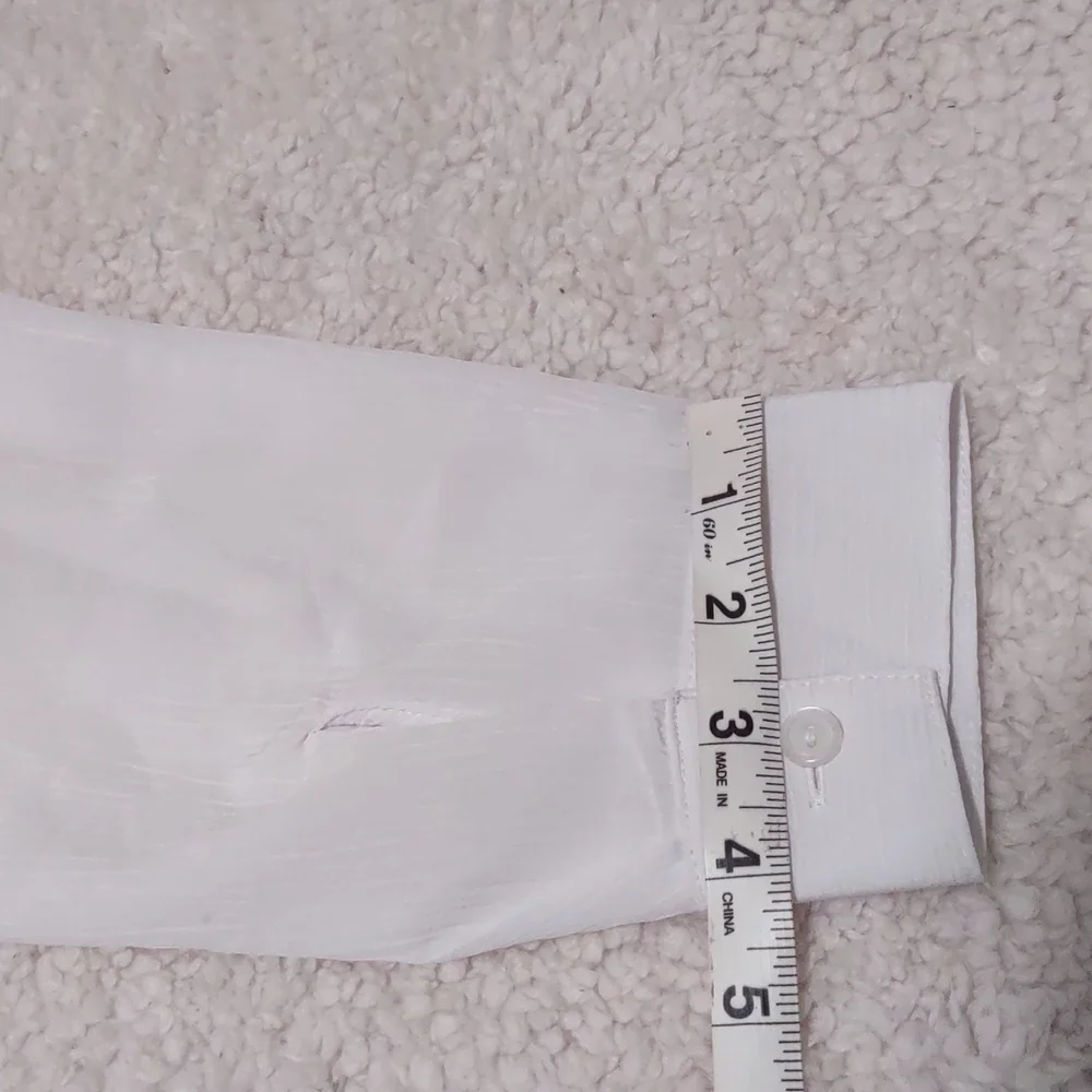 Notations White Collared Long Sleeve Tops Size L Roll Tab 100% Polyester - Picture 12 of 15